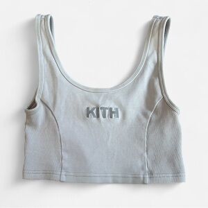 Kith Women’s Cropped Tank Top XS Oatmeal Embroidered Logo Ribbed Streetwear